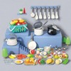 130Pcs Kitchen Playset, Pretend Cooking Set, Pots, Pans, Utensils, Food, Fruits, Veges, Basket,Prop Money, Learning Gift - 3 of 4