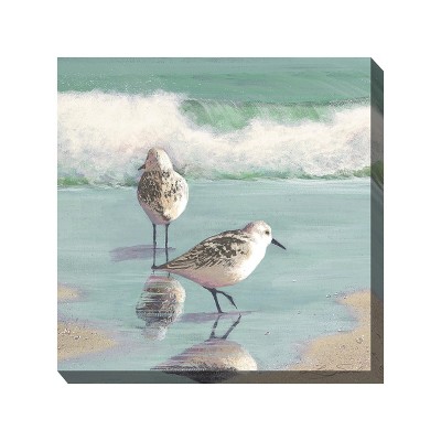 Cottage Garden West of The Wind Happy Couple Green, White, Tan 24 x 24 Inch Waterproof Gallery Wrapped Canvas, Outdoor Garden, Yard, Patio All Weather