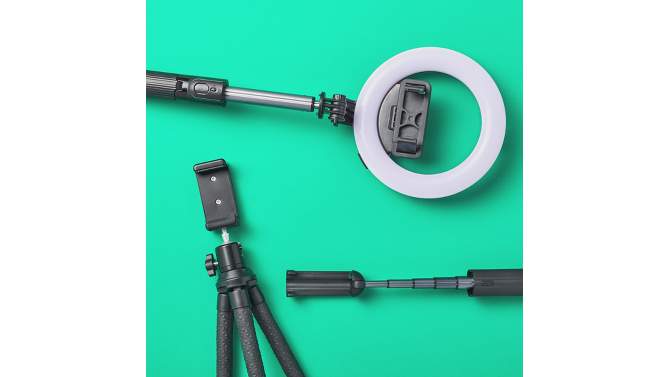 Tripod Selfie Stick with LED Ring Light -  heyday&#8482; Black, 2 of 6, play video