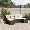 vidaXL Patio Sofa Set with Cushions Outdoor Furniture 6 Piece Poly Rattan - Brown and Cream Without Storage - 2 of 4