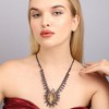 SOHI Women's Amber Brown Party Stone Statement Necklace - 4 of 4