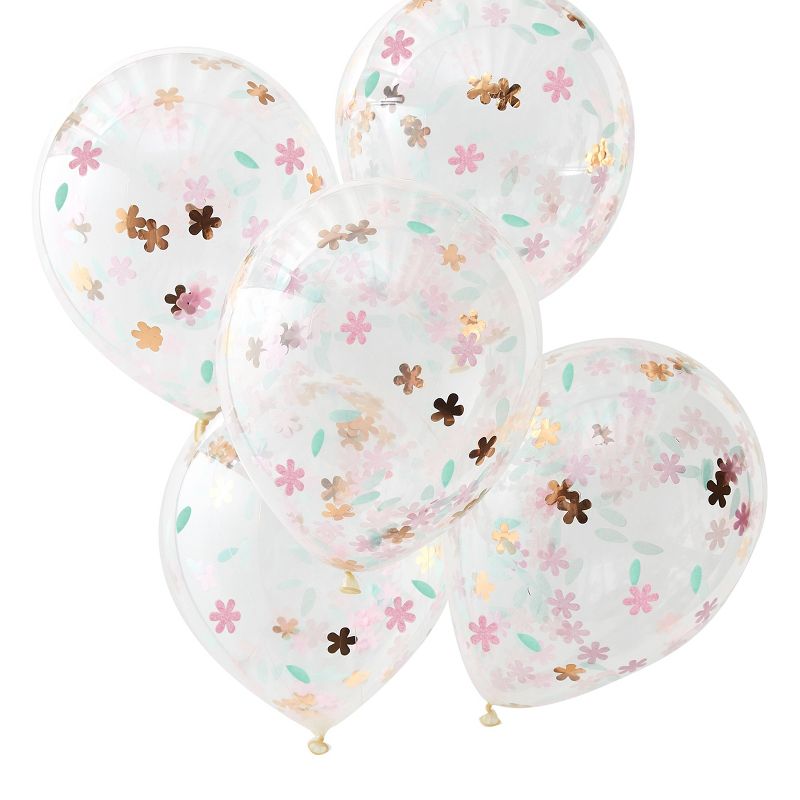 5ct Floral Confetti Balloons, 1 of 3