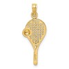 Black Bow Jewelry 14k Yellow Gold & White Rhodium Tennis Racquet & Ball Pendant - 3 of 4