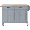 Multi-Functional Kitchen Island Cart with 2 Drawers, 4 Doors, Spice Racks & 5 Wheels, Rolling Storage Cabinet for Kitchen or Dining – The Pop Home - 4 of 4