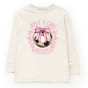 The Juniper Shop Just A Girl Who Loves Soccer Coquette Youth Long Sleeve Tee - 1 of 4