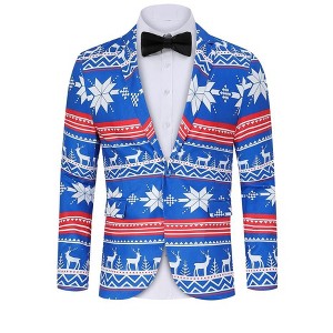 Men's Printed Blazer Casual Slim Fit One Button Sports Coat Festival Party Jacket - 1 of 4