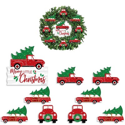 Big Dot Of Happiness Merry Little Christmas Tree - Red Truck And Car  Christmas Party Front Door Decorations - Diy Accessories For Wreath - 9  Pieces : Target