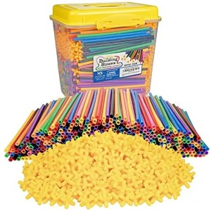 SCS Direct 1000pc Building Straws & Connectors Set for Kids - STEM Educational Construction Toy w Assorted Colors & Interlocking Connectors - Age 3+ - 1 of 4