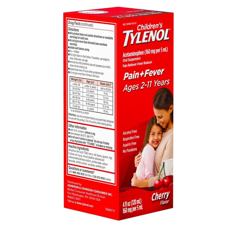 Children&#39;s Tylenol Pain + Fever Relief Liquid - Acetaminophen - Cherry - 4 fl oz, 5 of 10