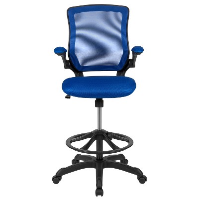 ErgoFlex Mesh Mid-Back Drafting Chair with Adjustable Arms in Blue