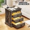 Fredees Farmhouse Nightstand with Charging Station, LED End Table with Human Sensor Light, Smart Bedside Table for Bedroom - 4 of 4