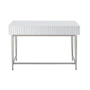 Waves Coastal 2 Drawer Writing Desk Glossy White - Treasure Trove: Polished Chrome Legs, MDF, 48" Width - 1 of 4