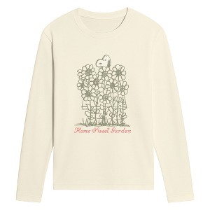 Men's Peanuts Home Sweet Garden Snoopy Long Sleeve Graphic T-Shirt
