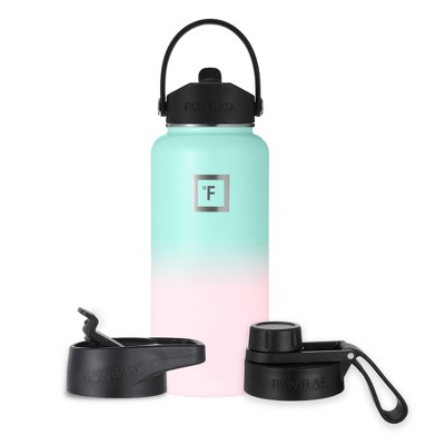 IRON FLASK 32oz Wide Mouth Sports Water Bottle - 3 Lids, Leak Proof, Double  Walled Vacuum Insulated - Bubble Gum