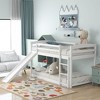 Okak Bunk Bed Twin Over Twin with Convertible Slide and Stairs Solid Pine Wood Loft Bunk Bed for Kids, Girls, Boys Easy Assemble, White - 3 of 4