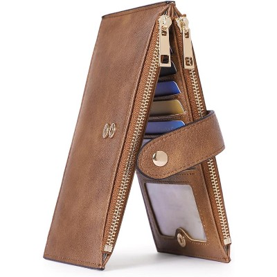 CLUCI Wallet for Women Leather Slim Womens Wallet RFID Blocking Bifold Credit Card Holder with Zipper Pocket