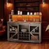 JANSNO Farmhouse Wine & Coffee Bar Cabinet with Lights, Includes Wine and Glass Racks for Home - 3 of 4