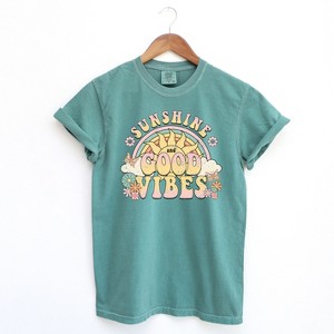 Simply Sage Market Women's Good Vibes Summer Short Sleeve Garment Dyed Tee - 1 of 2