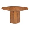 HomeRoots 56" Brown Solid Wood Ribbed Texture Pedestal Base Round Dining Table - 4 of 4