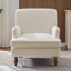Vintage Linen Upholstered Armchair with Antique Solid Wood Legs, Accent Chair for Living Room or Bedroom - 2 of 4