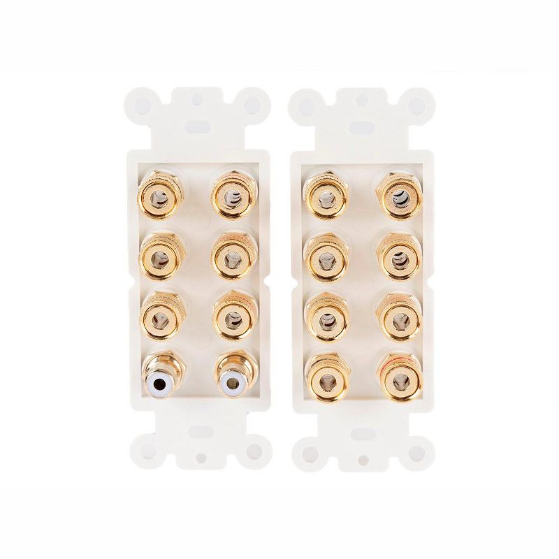 Monoprice 2-Gang 7.2 Surround Sound Distribution Wall Plate | Gold Plated, No Wire Pull-Outs, 4 of 7