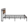 APRILSOUL Brown and Black Metal Platform Bed Frame with Wooden Headboard and Footboard, Large Under Bed Storage - 4 of 4