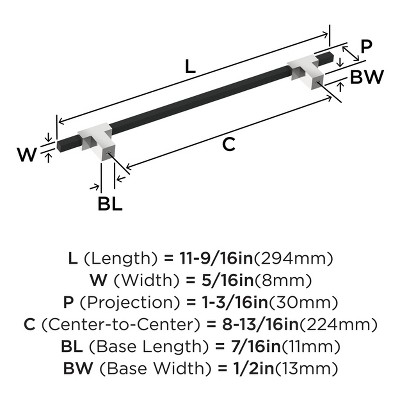 Polished Chrome and Matte Black Modern Bar Pull