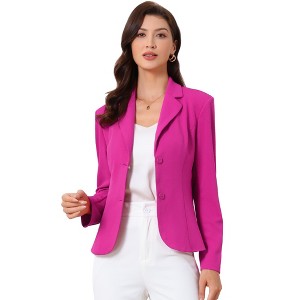 Allegra K Women's Elegant Work Office Lapel Collar Button Down Regular Fit Suit Blazer - 1 of 4
