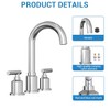 8 Inch Faucet, Modern 3-Hole Sink Faucet with Stainless Steel Pop-Up Drain, 360° Swivel Spout, Elegant Chrome Finish - 2 of 4