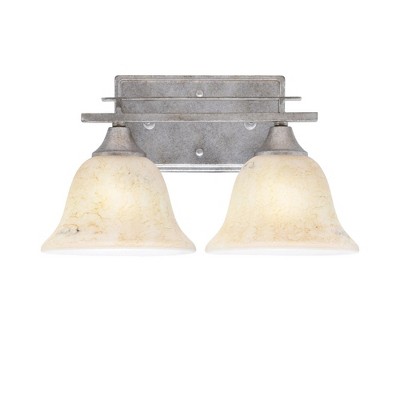 Toltec Lighting Uptowne 2 - Light Vanity in  Aged Silver with 7" Italian Marble Shade