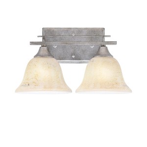 Toltec Lighting Uptowne 2 - Light Vanity in  Aged Silver with 7" Italian Marble Shade - 1 of 1