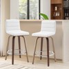 Bekrvio 26" Counter Height Bar Stools - PU Leather Swivel, L Shape Back, Upholstered, Mid-Century Modern Chairs for Kitchen Counter Island - 2 of 4