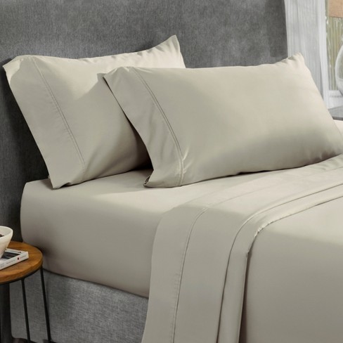 400 Thread Count 100% Cotton Sateen Taupe 4 Piece Sheet Set - Full ...