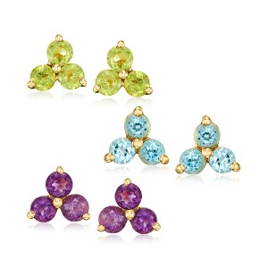 Ross-Simons 1.90 ct. t.w. Multi-Gemstone Jewelry Set: 3 Pairs Of Earrings in 18kt Gold Over Sterling - 1 of 4