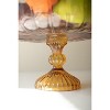 Amber Pressed Glass Compote Bowl – 7.5" Scalloped Decorative Centerpiece for Dining Table By kalalou - 3 of 4