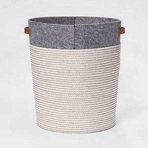 Large Coiled Rope Round Floor Storage Bin Gray - Pillowfort