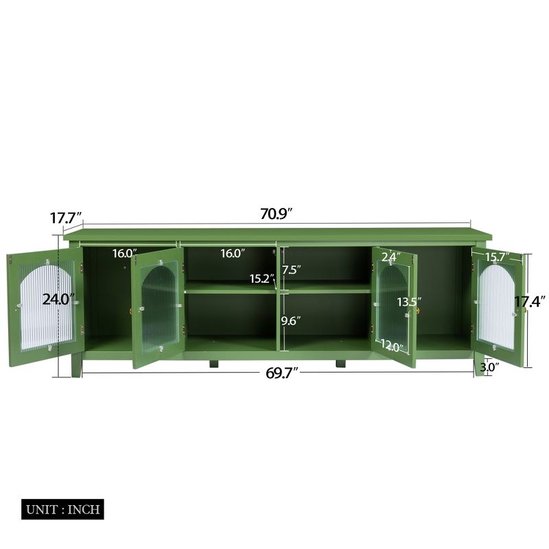 70.9" Stylish TV Stand with 4 Glass Door and Metal Handle, Media Entertainment Center for 79" TV 4A - ModernLuxe, 3 of 12