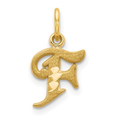 Black Bow Jewelry 14k Yellow Gold, Isabelle Collection, Mini Letter F Initial Charm