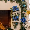 Barton 2x 28" Christmas Teardrop Swag Wreath Blue & Silver w/Ornanmets Pre-Lit - 3 of 4