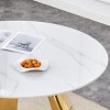 42 Inch Round Dining Table with Marble Top and Stainless Steel Legs, Sturdy and Safe Modern Kitchen Table for 4 to 6 People-Maison Boucle - 2 of 4
