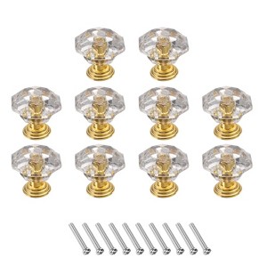 Unique Bargains Crystal Cabinet Knobs with Screw for Cupboard Wardrobe 10 Pcs - 1 of 4