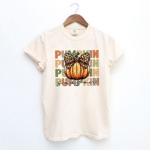Simply Sage Market Women's Coquette Pumpkin Season Short Sleeve Garment Dyed Tee - 1 of 4