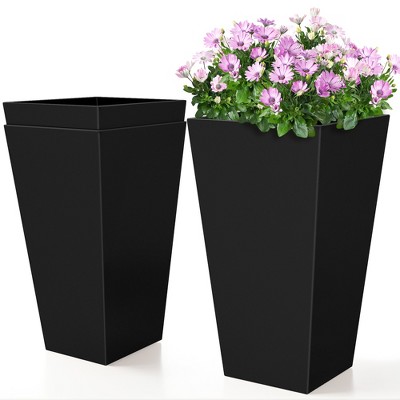 Outsunny 28" Tall Plastic Planters, 3-Pack, Large Taper Outdoor & Indoor Plastic Garden Flower Pots, for Entryway, Patio, Yard