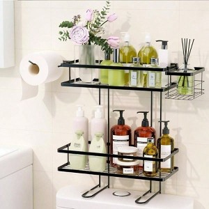 Over Toilet Storage 2 - Tier Bathroom Organizer with Removable Basket Paper Holder Above Toilet Storage Non - Trace Adhesive - 1 of 4