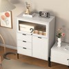 Sideboard with 3 Drawers, 1 Door & 1 Glass Door, Wood Storage Cabinet for Kitchen, Dining Room & Hallway, 33.46" x 15.74" x 47.2" - 2 of 4