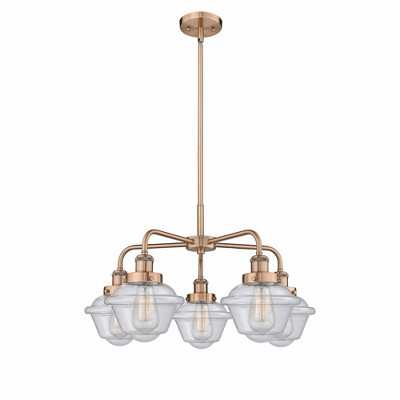 Oxford - 5 Light Stem Hung Chandelier In Art Deco Style-13.5 Inches Tall and 24.5 Inches Wide