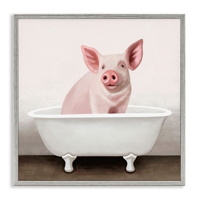 Stupell Industries Pink Farm Pig in Country Bath Tub, 24" x 24"