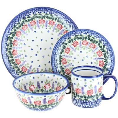 Blue Rose Polish Pottery WR Unikat Dinnerware (16 PC)