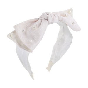Unique Bargains Exquisite Pearl Rose Jacquard Bow Headband 1 Pc - 1 of 4