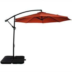 Sunnydaze Outdoor Steel Offset Cantilever Pool Patio Umbrella with Square Base Set - 10' - 1 of 4